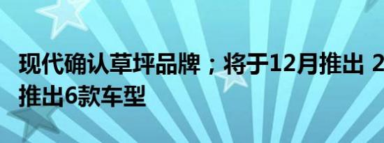 现代确认草坪品牌；将于12月推出 2020年将推出6款车型