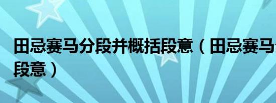 田忌赛马分段并概括段意（田忌赛马分段归纳段意）