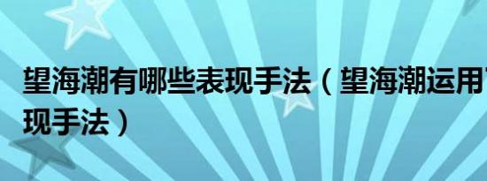 望海潮有哪些表现手法（望海潮运用了哪些表现手法）