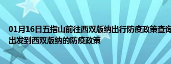 01月16日五指山前往西双版纳出行防疫政策查询-从五指山出发到西双版纳的防疫政策