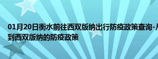 01月20日衡水前往西双版纳出行防疫政策查询-从衡水出发到西双版纳的防疫政策