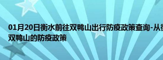 01月20日衡水前往双鸭山出行防疫政策查询-从衡水出发到双鸭山的防疫政策