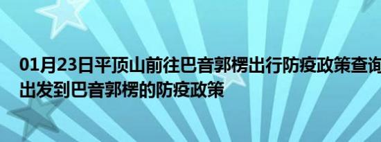 01月23日平顶山前往巴音郭楞出行防疫政策查询-从平顶山出发到巴音郭楞的防疫政策