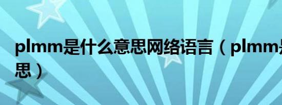 plmm是什么意思网络语言（plmm是什么意思）