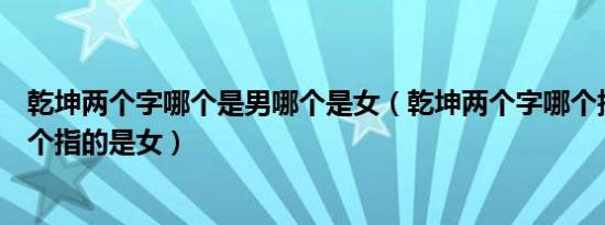 乾坤两个字哪个是男哪个是女（乾坤两个字哪个指的是男哪个指的是女）