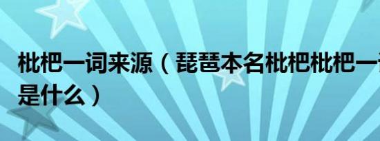 枇杷一词来源（琵琶本名枇杷枇杷一词的来源是什么）