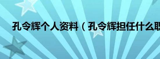 孔令辉个人资料（孔令辉担任什么职务）