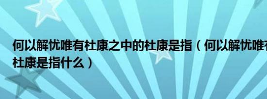 何以解忧唯有杜康之中的杜康是指（何以解忧唯有杜康中的杜康是指什么）