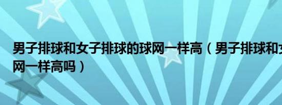 男子排球和女子排球的球网一样高（男子排球和女子排球球网一样高吗）