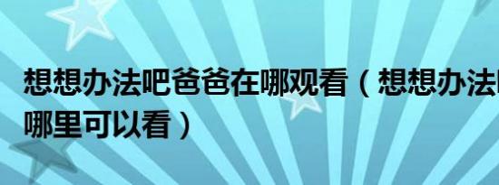 想想办法吧爸爸在哪观看（想想办法吧爸爸在哪里可以看）