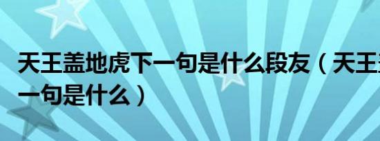 天王盖地虎下一句是什么段友（天王盖地虎下一句是什么）