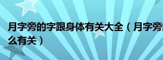 月字旁的字跟身体有关大全（月字旁的字跟什么有关）