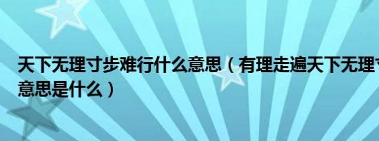 天下无理寸步难行什么意思（有理走遍天下无理寸步难行的意思是什么）