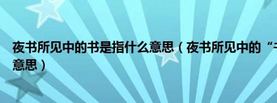 夜书所见中的书是指什么意思（夜书所见中的“书”是什么意思）