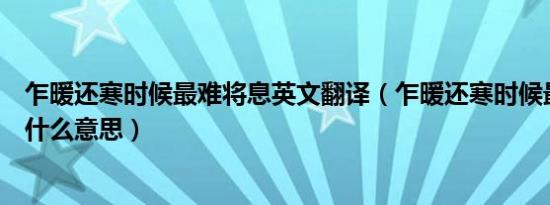 乍暖还寒时候最难将息英文翻译（乍暖还寒时候最难将息是什么意思）