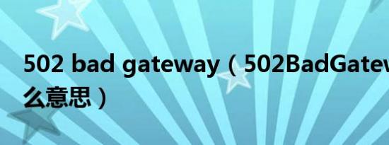 502 bad gateway（502BadGateway是什么意思）