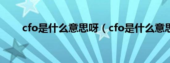 cfo是什么意思呀（cfo是什么意思）