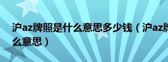 沪az牌照是什么意思多少钱（沪az牌照是什么意思）