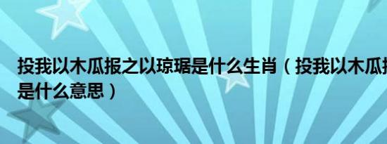 投我以木瓜报之以琼琚是什么生肖（投我以木瓜报之以琼琚是什么意思）