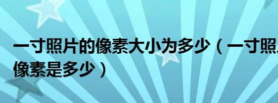 一寸照片的像素大小为多少（一寸照片的尺寸像素是多少）