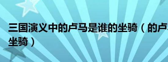 三国演义中的卢马是谁的坐骑（的卢马是谁的坐骑）