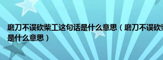 磨刀不误砍柴工这句话是什么意思（磨刀不误砍柴工这句话是什么意思）