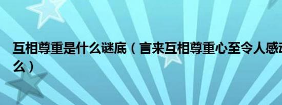 互相尊重是什么谜底（言来互相尊重心至令人感动谜底是什么）