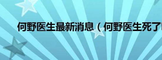 何野医生最新消息（何野医生死了吗）