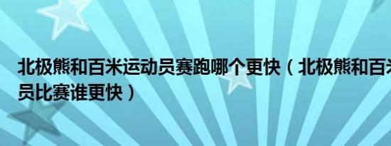 北极熊和百米运动员赛跑哪个更快（北极熊和百米赛跑运动员比赛谁更快）