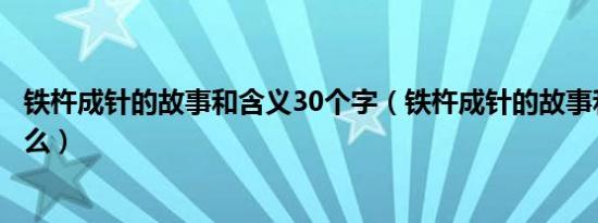 铁杵成针的故事和含义30个字（铁杵成针的故事和含义是什么）