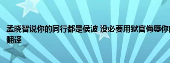 孟晓智说你的同行都是侯波 没必要用狱官侮辱你的话来诚实翻译