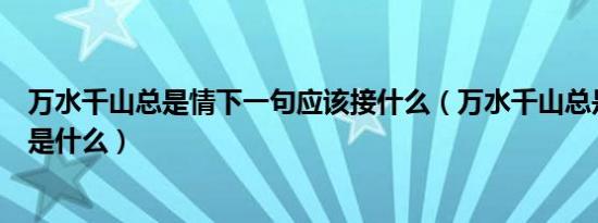 万水千山总是情下一句应该接什么（万水千山总是情下一句是什么）