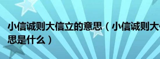 小信诚则大信立的意思（小信诚则大信立的意思是什么）