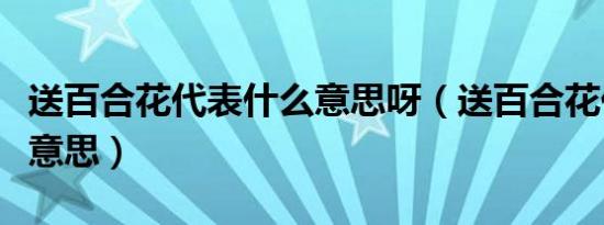 送百合花代表什么意思呀（送百合花代表什么意思）