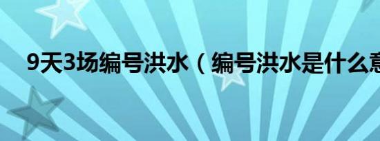 9天3场编号洪水（编号洪水是什么意思）