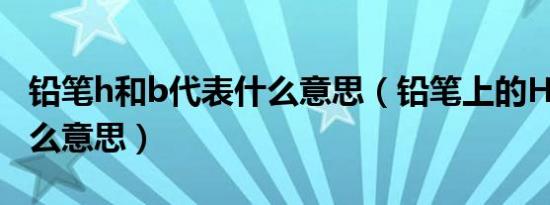 铅笔h和b代表什么意思（铅笔上的H和B是什么意思）