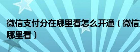 微信支付分在哪里看怎么开通（微信支付分在哪里看）