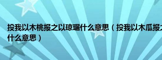 投我以木桃报之以琼琚什么意思（投我以木瓜报之以琼琚是什么意思）