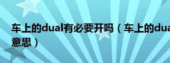 车上的dual有必要开吗（车上的dual是什么意思）