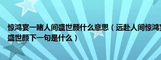 惊鸿宴一睹人间盛世颜什么意思（远赴人间惊鸿宴一睹人间盛世颜下一句是什么）