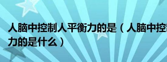 人脑中控制人平衡力的是（人脑中控制人平衡力的是什么）