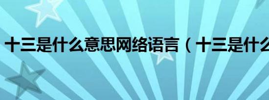 十三是什么意思网络语言（十三是什么意思）