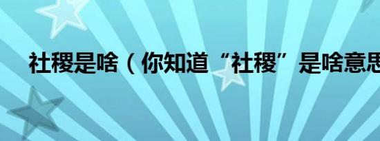 社稷是啥（你知道“社稷”是啥意思吗）