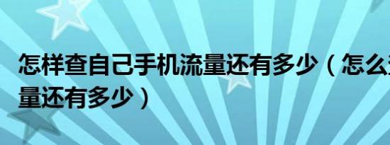 怎样查自己手机流量还有多少（怎么查手机流量还有多少）