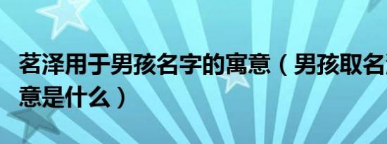 茗泽用于男孩名字的寓意（男孩取名泽字的寓意是什么）