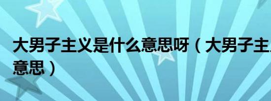 大男子主义是什么意思呀（大男子主义是什么意思）