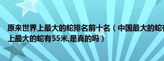 原来世界上最大的蛇排名前十名（中国最大的蛇有多大世界上最大的蛇有55米,是真的吗）