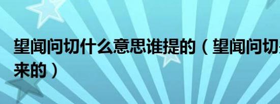 望闻问切什么意思谁提的（望闻问切是谁提出来的）