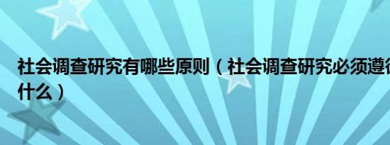 社会调查研究有哪些原则（社会调查研究必须遵循的原则有什么）