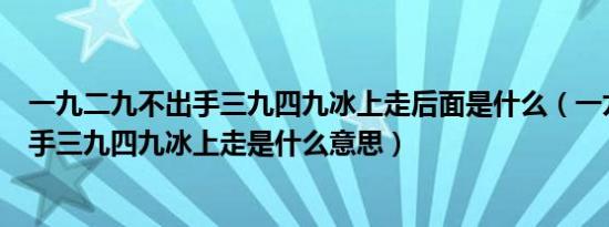 一九二九不出手三九四九冰上走后面是什么（一九二九不出手三九四九冰上走是什么意思）